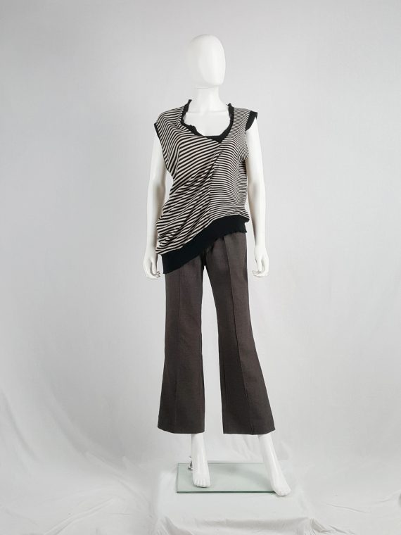 vaniitas vintage Maison Martin Margiela black and white striped top stretched out on one side spring 2005 182208(0)