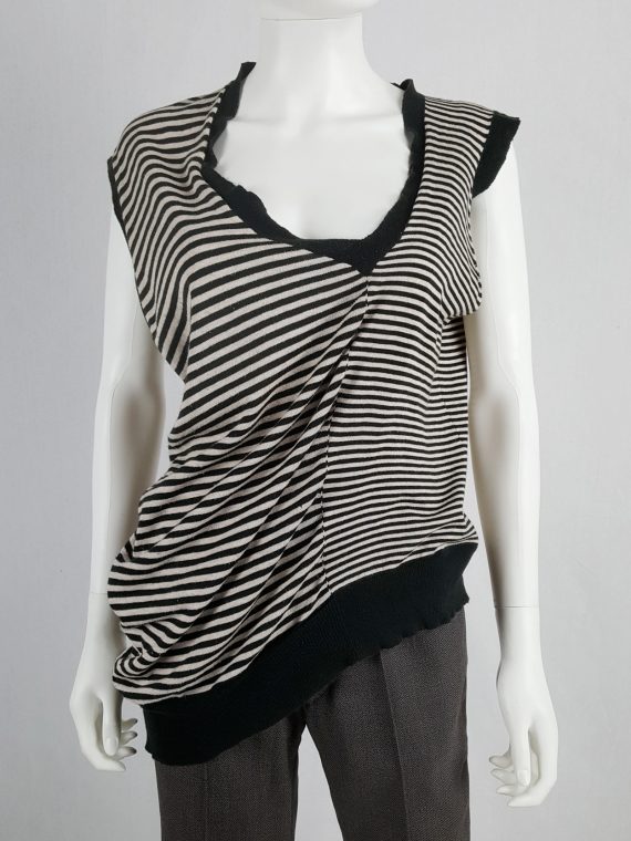 vaniitas vintage Maison Martin Margiela black and white striped top stretched out on one side spring 2005 182228