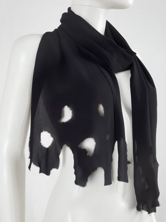 vaniitas vintage Maison Martin Margiela black scarf with burned edges fall 2005 152945