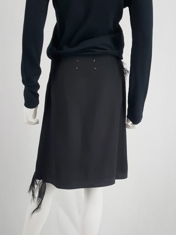 vaniitas vintage Maison Martin Margiela black skirt with silk torn trims spring 2006 155619