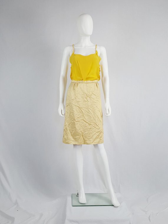 vaniitas vintage Maison Martin Margiela gold wrinkled skirt in exclusive fabric fall 2004 135725(0)