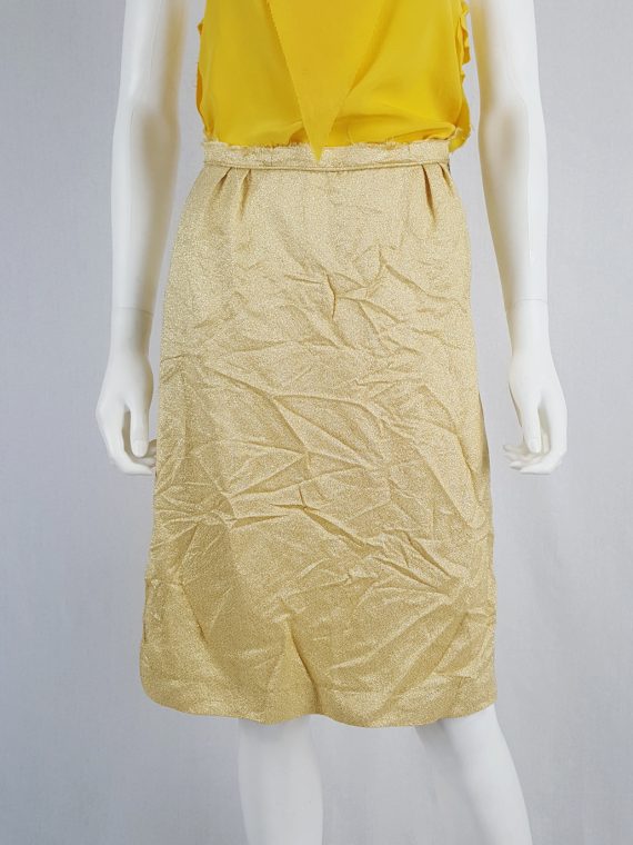 vaniitas vintage Maison Martin Margiela gold wrinkled skirt in exclusive fabric fall 2004 135809