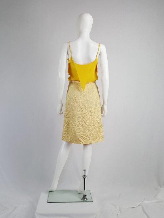 vaniitas vintage Maison Martin Margiela gold wrinkled skirt in exclusive fabric fall 2004 135921