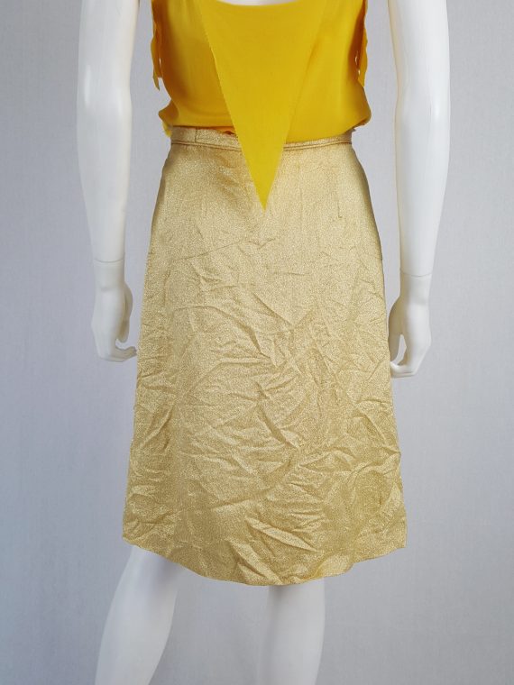 vaniitas vintage Maison Martin Margiela gold wrinkled skirt in exclusive fabric fall 2004 135947