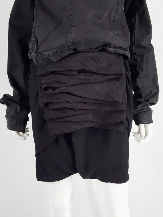 vaniitas vintage Rick Owens GLEAM black shorts with front and back drape runway fall 2010 151504