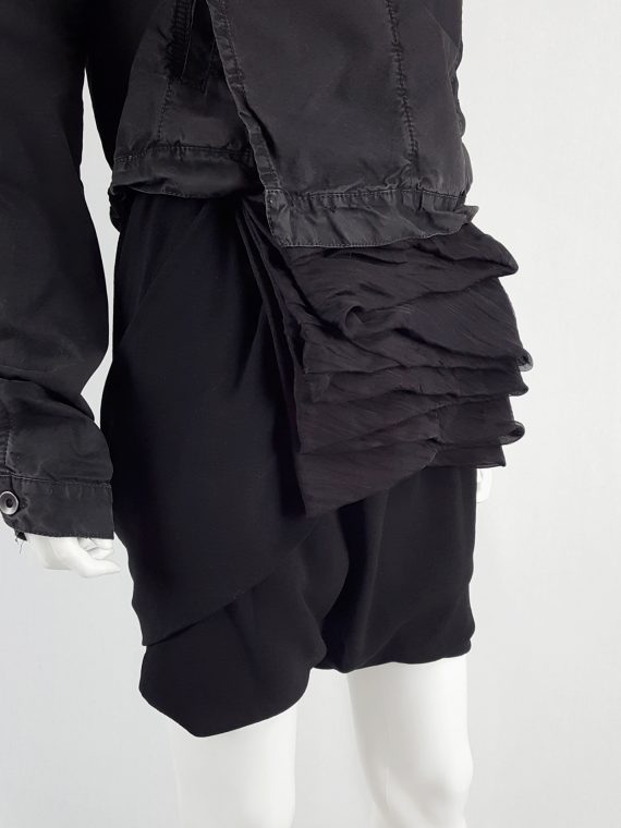 vaniitas vintage Rick Owens GLEAM black shorts with front and back drape runway fall 2010 151602