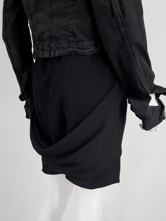 vaniitas vintage Rick Owens GLEAM black shorts with front and back drape runway fall 2010 151942