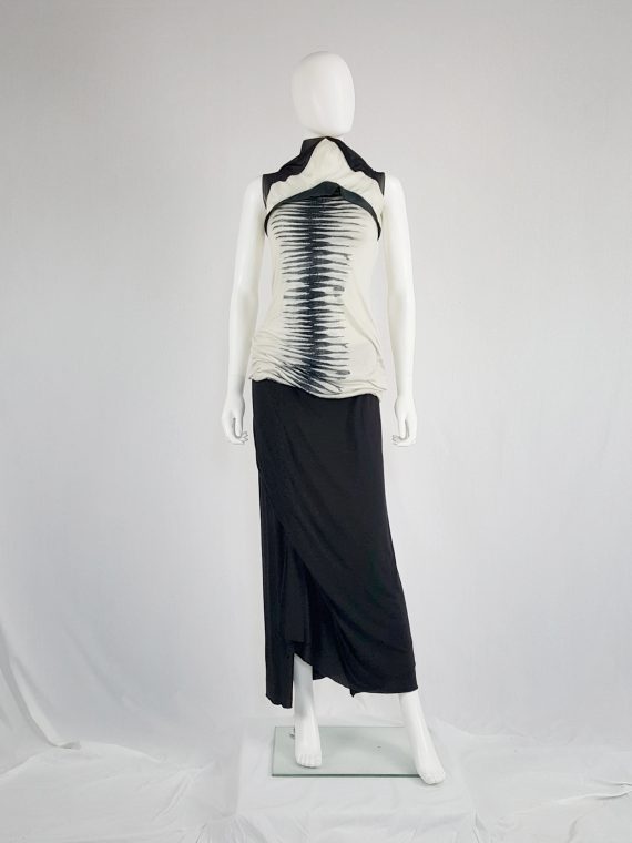 vaniitas vintage Rick Owens Lilies black maxi skirt with front drape 142615