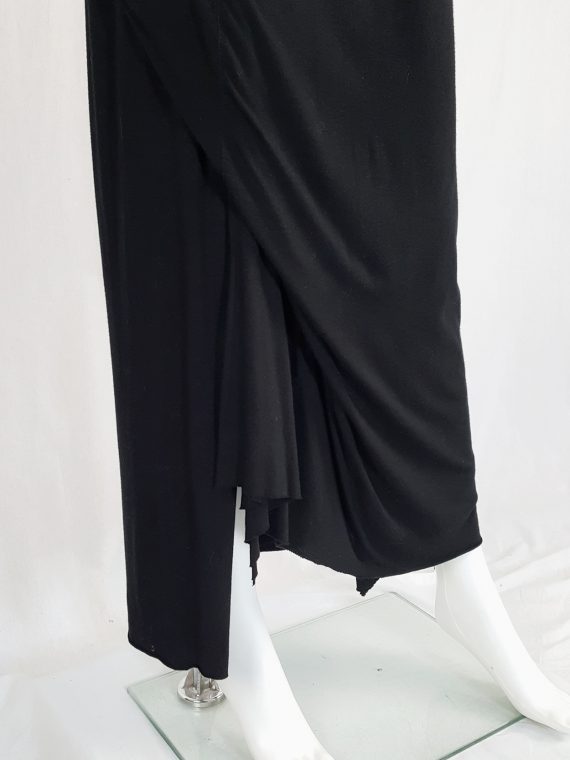vaniitas vintage Rick Owens Lilies black maxi skirt with front drape 142735