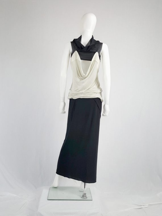 vaniitas vintage Rick Owens Lilies black maxi skirt with front drape 142854
