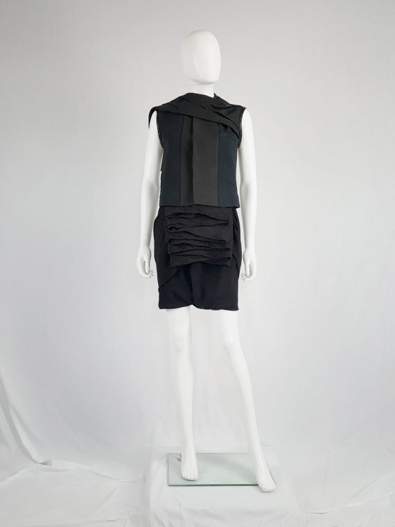 vaniitas vintage Rick Owens NASKA black sleeveless vest with leather drape spring 2012 145224(0)