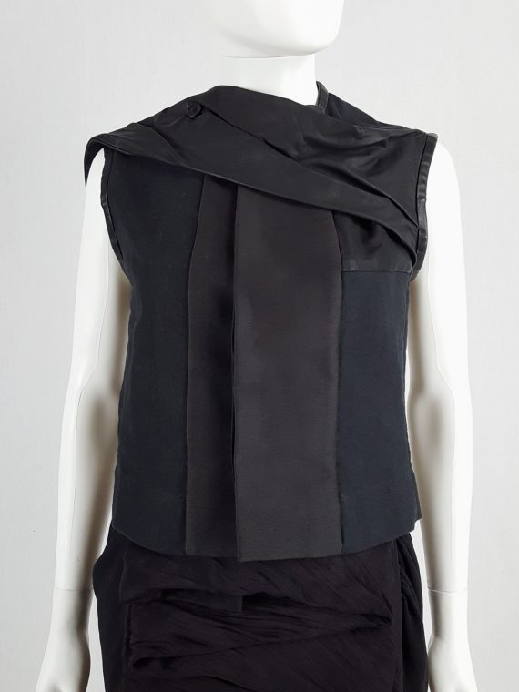 vaniitas vintage Rick Owens NASKA black sleeveless vest with leather drape spring 2012 145356