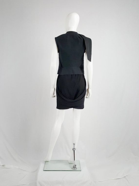 vaniitas vintage Rick Owens NASKA black sleeveless vest with leather drape spring 2012 145541