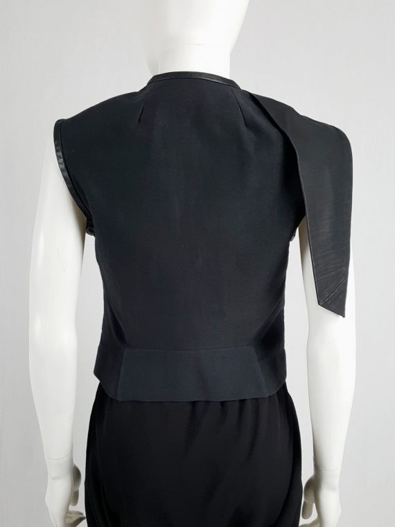 vaniitas vintage Rick Owens NASKA black sleeveless vest with leather drape spring 2012 145622