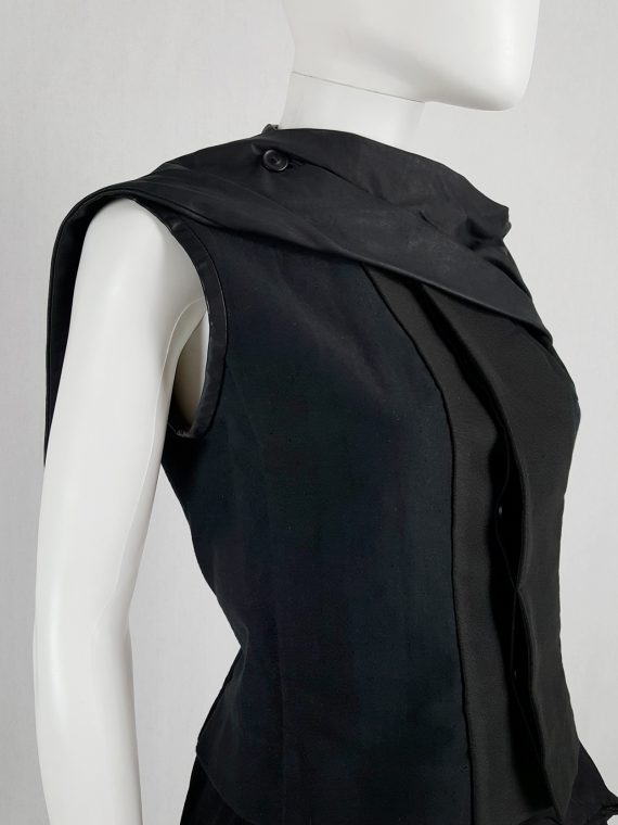 vaniitas vintage Rick Owens NASKA black sleeveless vest with leather drape spring 2012 145717