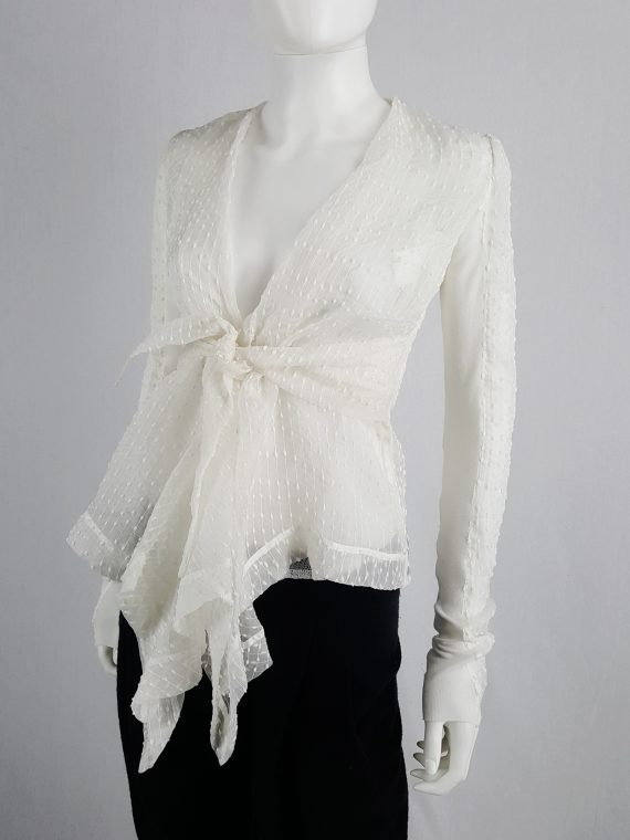 vaniitas vintage Rick Owens white sheer summer jacket with front drape 180430