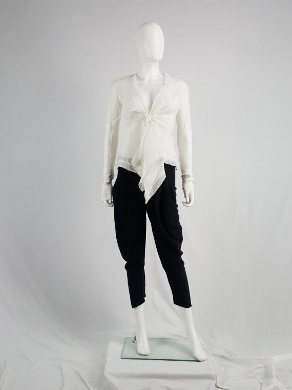 vaniitas vintage Rick Owens white sheer summer jacket with front drape 180510