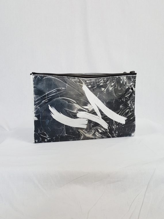 vaniitas vintage Yohji Yamamoto × Matatabi black and white marbled paper clutch bag fall 2015 133106