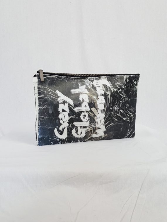vaniitas vintage Yohji Yamamoto × Matatabi black and white marbled paper clutch bag fall 2015 133140
