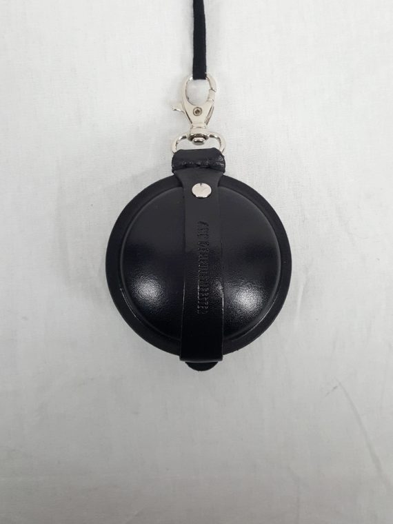 vaniitas vintage Ann Demeulemeester black leather necklace with round pouch 111359