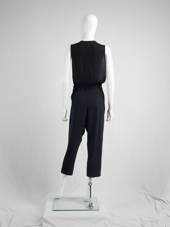 vaniitas vintage Ann Demeulemeester black trousers with front belt straps runway spring 2003 163601