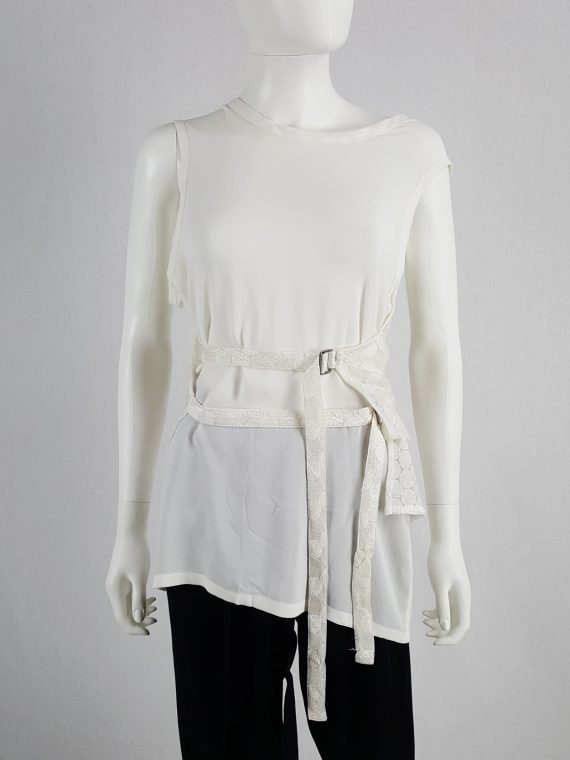vaniitas vintage Ann Demeulemeester white layered top with open back spring 2014 160747