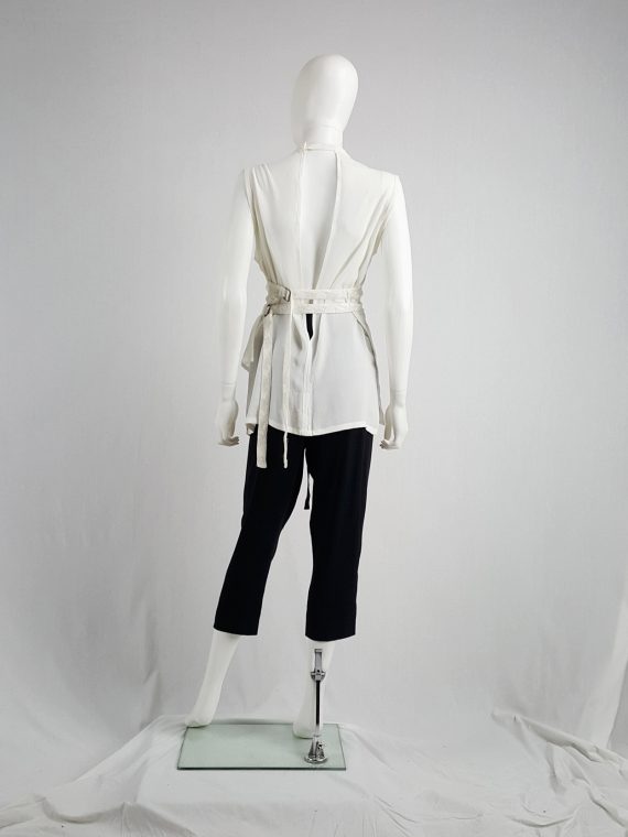 vaniitas vintage Ann Demeulemeester white layered top with open back spring 2014 161759
