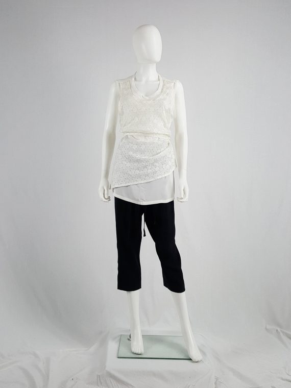 vaniitas vintage Ann Demeulemeester white layered top with open back spring 2014 161941