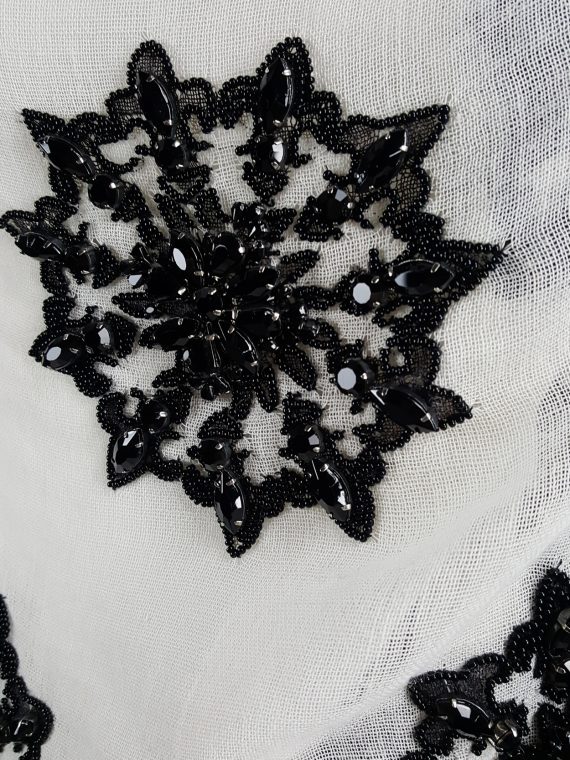 vaniitas vintage Ann Demeulemeester white skirt and top with black beaded print runwa spring 2009 154044