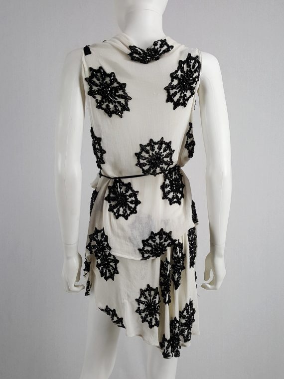 vaniitas vintage Ann Demeulemeester white skirt and top with black beaded print runwa spring 2009 160511