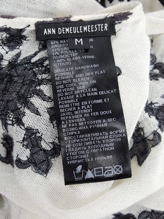 vaniitas vintage Ann Demeulemeester white skirt and top with black beaded print runwa spring 2009 160625