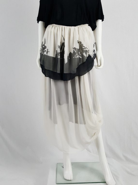 vaniitas vintage Ann Demeulemeester white skirt or top with black forest print runway fall 2007 113322
