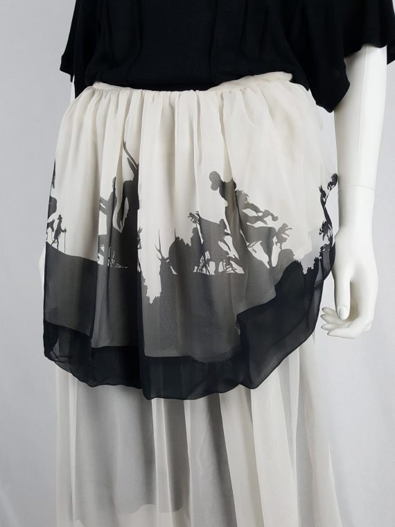 vaniitas vintage Ann Demeulemeester white skirt or top with black forest print runway fall 2007 113342