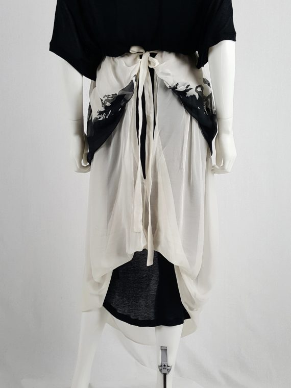 vaniitas vintage Ann Demeulemeester white skirt or top with black forest print runway fall 2007 113608