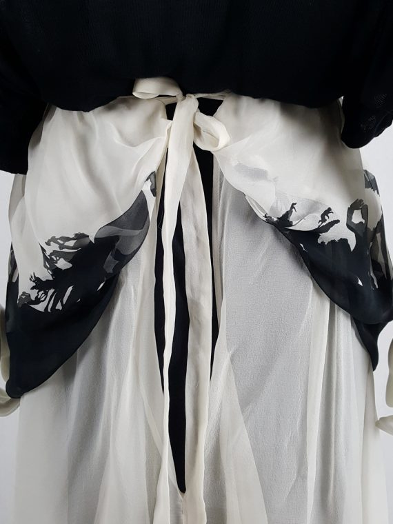 vaniitas vintage Ann Demeulemeester white skirt or top with black forest print runway fall 2007 113619