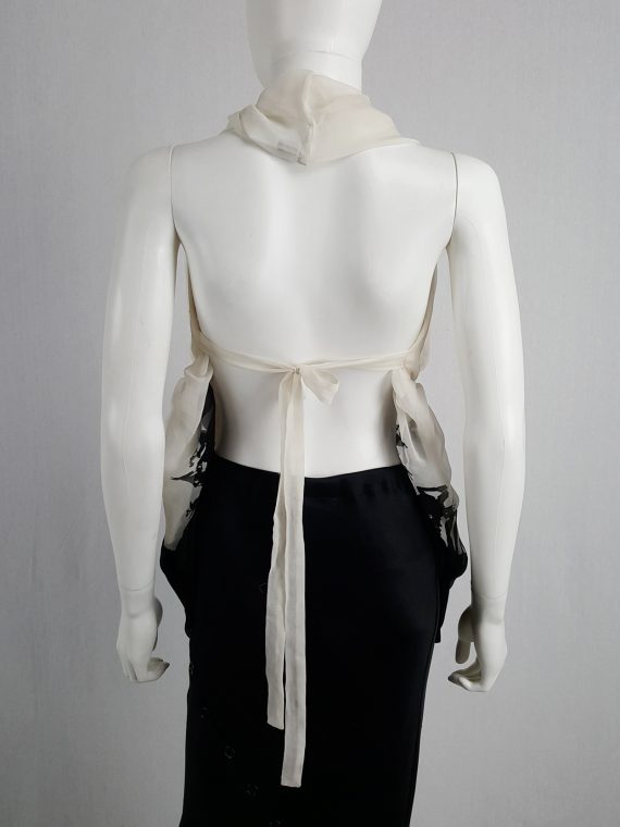 vaniitas vintage Ann Demeulemeester white skirt or top with black forest print runway fall 2007 115153