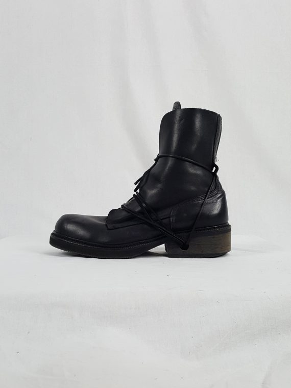 vaniitas vintage Dirk Bikkembergs black boots with laces through the soles 90s 1998150804