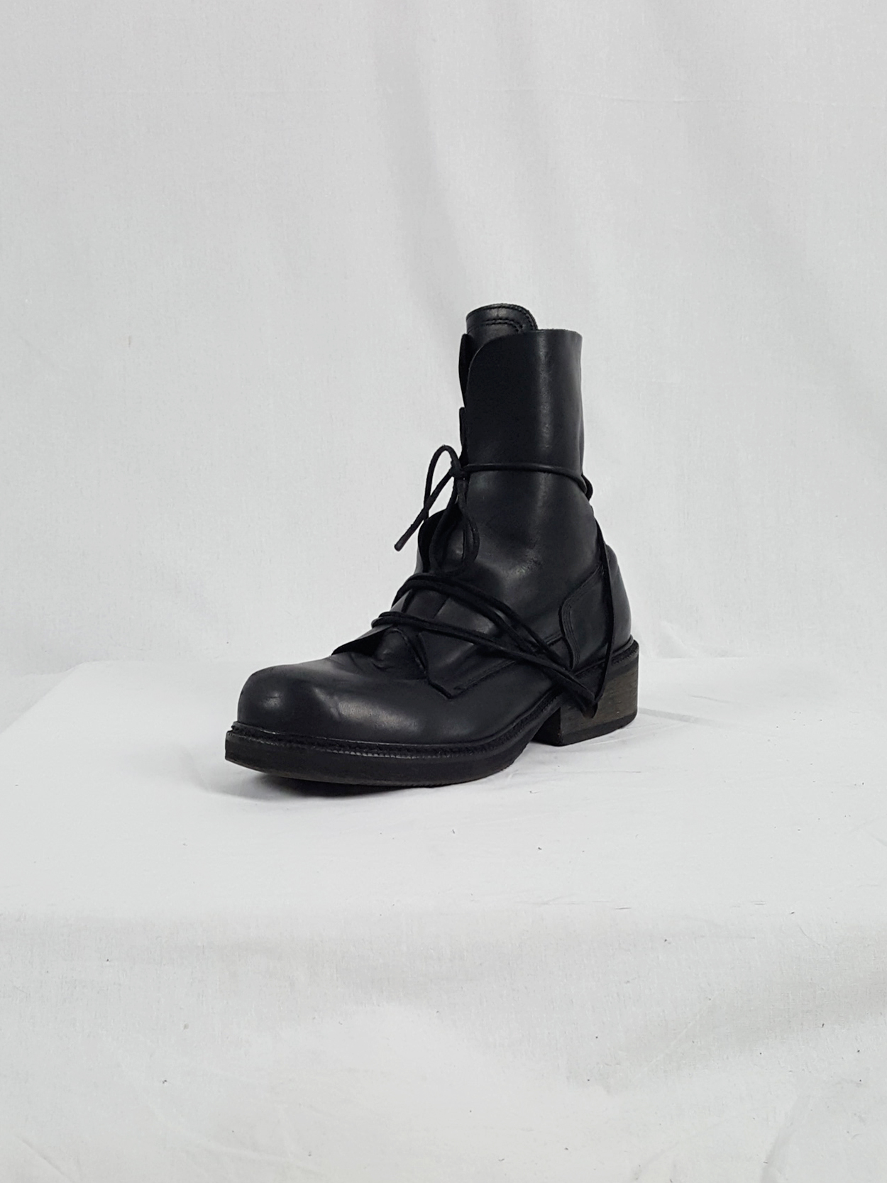 Dirk Bikkembergs black tall boots with laces through the soles (44 ...