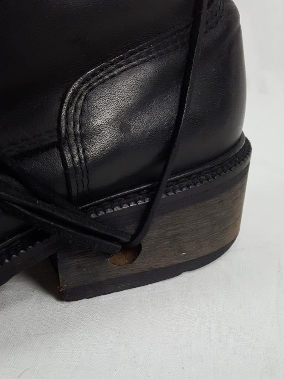 vaniitas vintage Dirk Bikkembergs black boots with laces through the soles 90s 1998151114