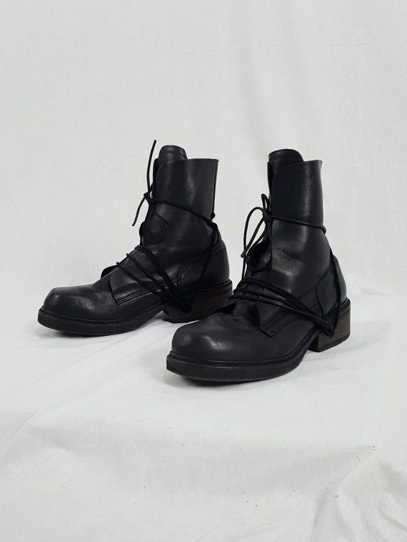 vaniitas vintage Dirk Bikkembergs black boots with laces through the soles 90s 1998151653