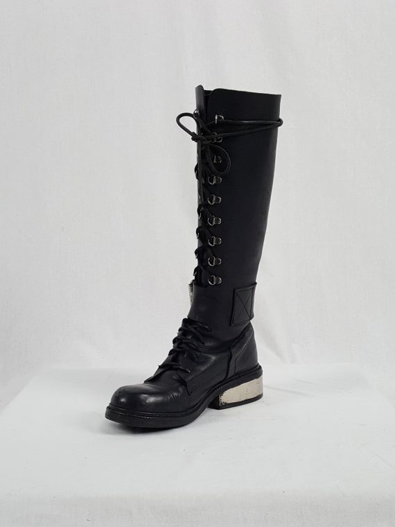 vaniitas vintage Dirk Bikkembergs black tall lace-up boots with metal heel 90s atchival 145639