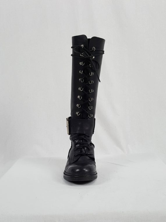 vaniitas vintage Dirk Bikkembergs black tall lace-up boots with metal heel 90s atchival 145655