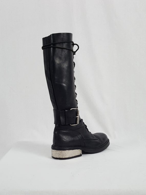 vaniitas vintage Dirk Bikkembergs black tall lace-up boots with metal heel 90s atchival 145740