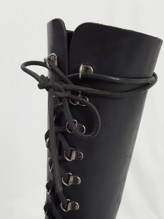vaniitas vintage Dirk Bikkembergs black tall lace-up boots with metal heel 90s atchival 145846