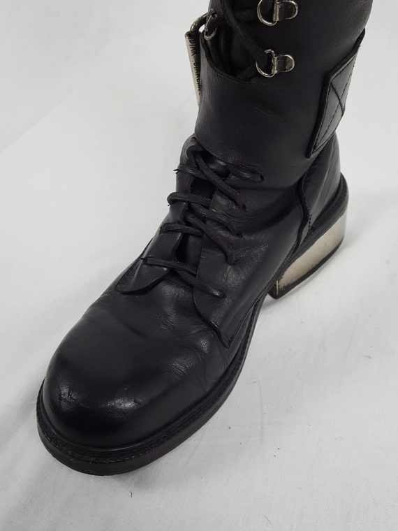 vaniitas vintage Dirk Bikkembergs black tall lace-up boots with metal heel 90s atchival 145858