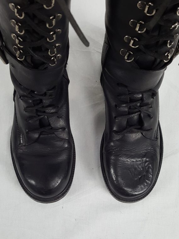 vaniitas vintage Dirk Bikkembergs black tall lace-up boots with metal heel 90s atchival 150021