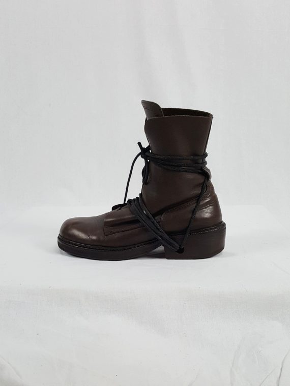 vaniitas vintage Dirk Bikkembergs brown boots with laces through the soles 90s archival143839