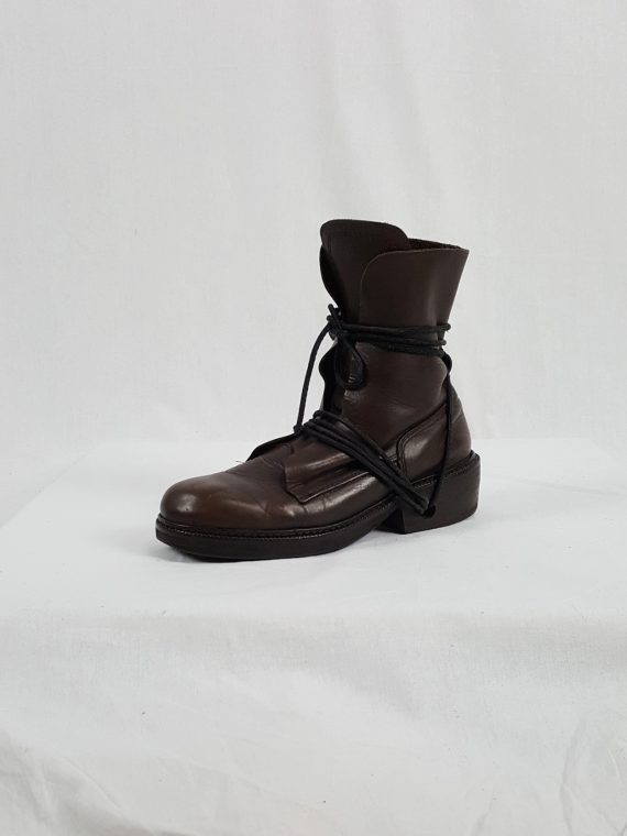 vaniitas vintage Dirk Bikkembergs brown boots with laces through the soles 90s archival143928
