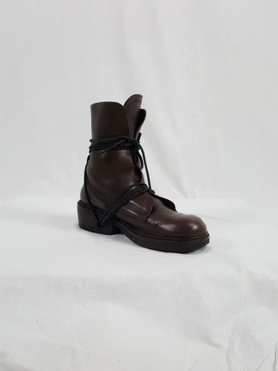 vaniitas vintage Dirk Bikkembergs brown boots with laces through the soles 90s archival144011