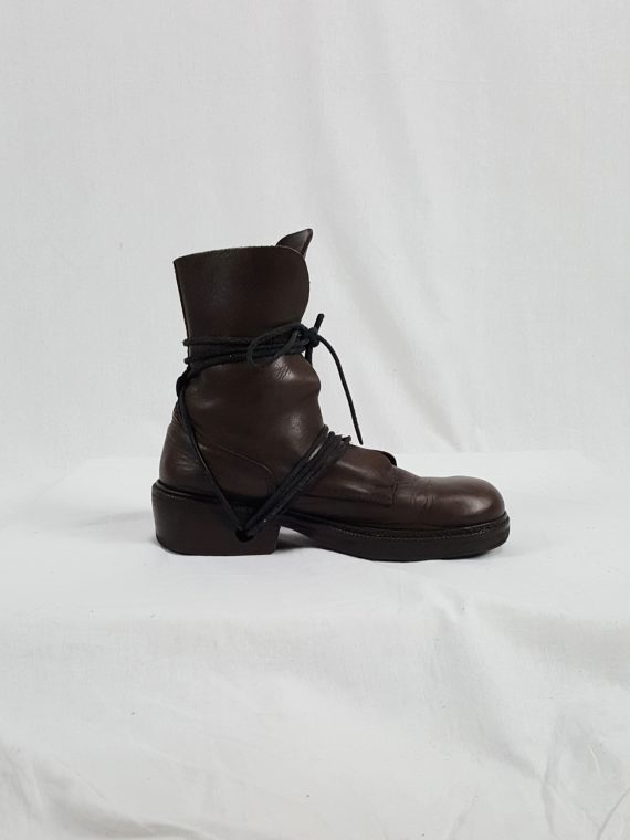 vaniitas vintage Dirk Bikkembergs brown boots with laces through the soles 90s archival144032(0)